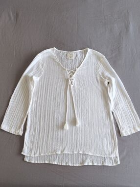 Billabong Cream Lace-Up Gauze Tunic NWOT
